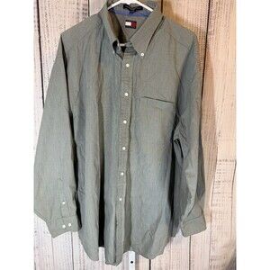 Tommy Hilfiger Men’s Shirt 17 1/2 34-35 Green Long Sleeve Cotton